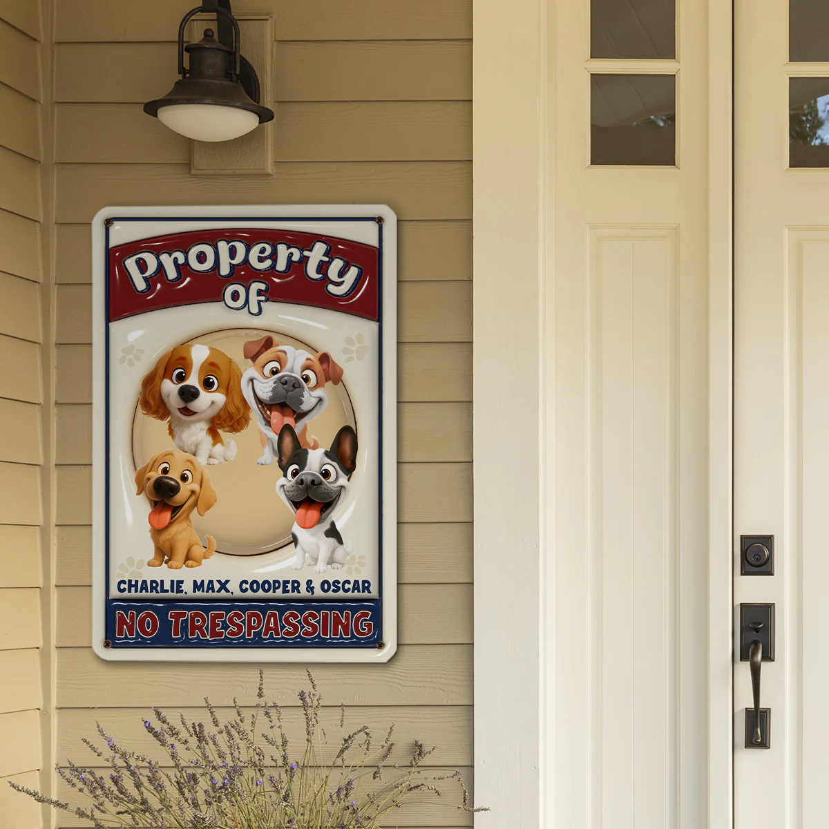 No Trespassing Ver Caricature Dog - Personalized Custom 3D Inflated Effect Metal Sign - Image 5