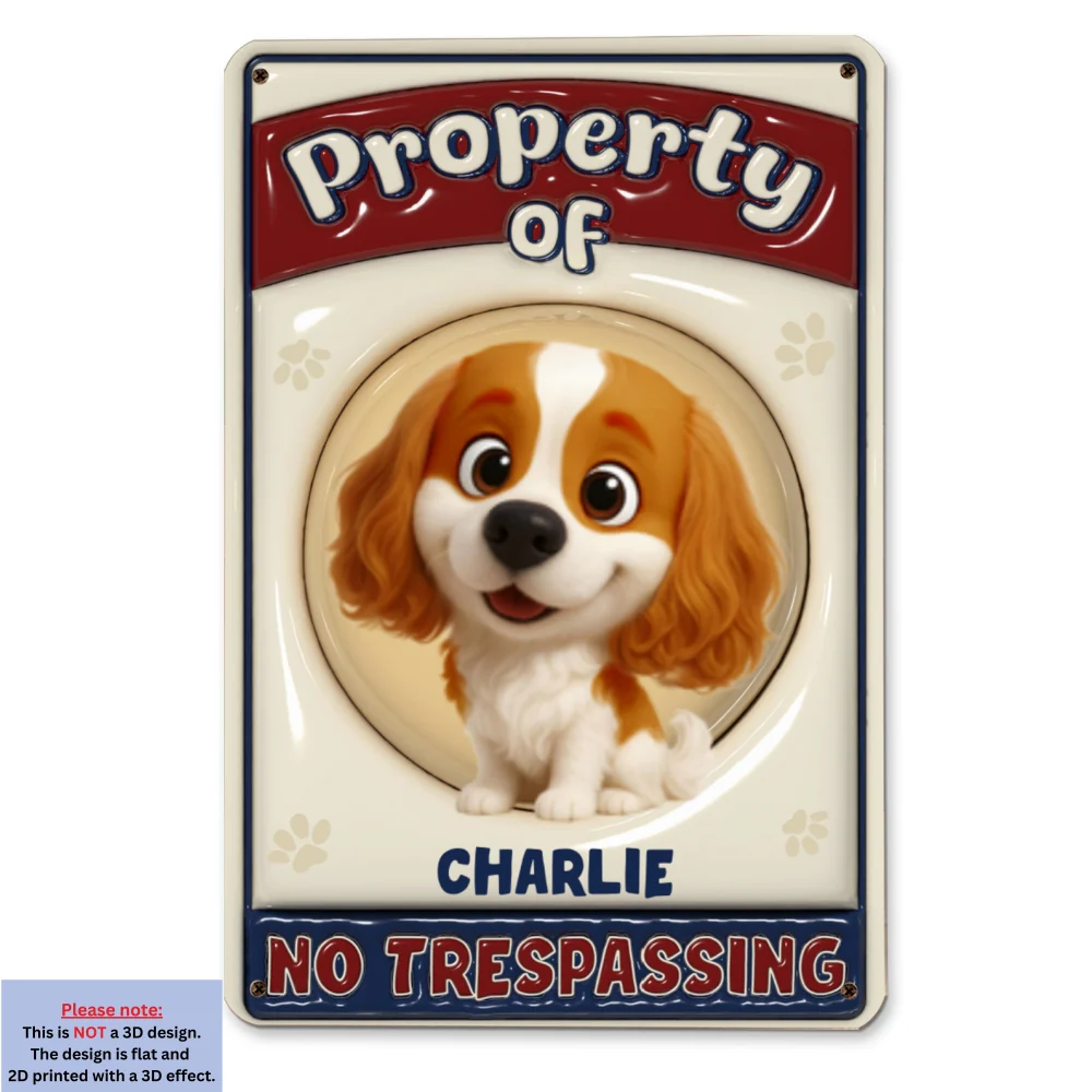 No Trespassing Ver Caricature Dog - Personalized Custom 3D Inflated Effect Metal Sign - Image 7