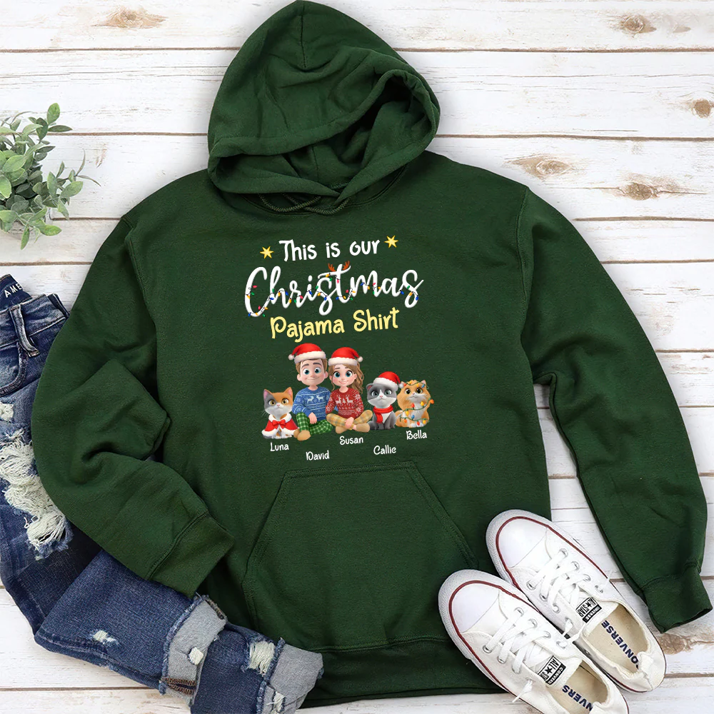 Pawjama Shirt Cat Christmas Ver Couple - Personalized Custom Hoodie - Image 4