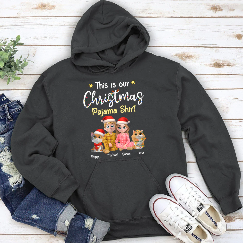 Pawjama Shirt Cat Christmas Ver Couple - Personalized Custom Hoodie - Image 5