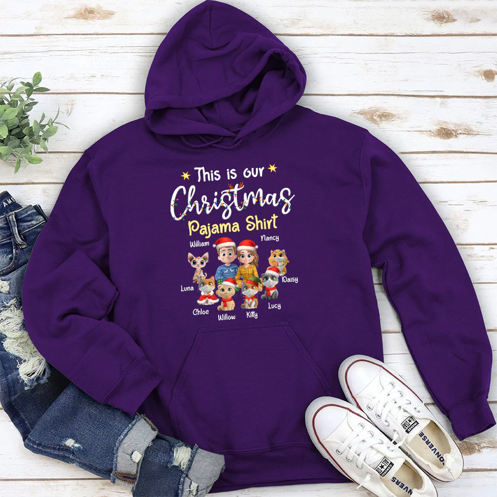 Pawjama Shirt Cat Christmas Ver Couple - Personalized Custom Hoodie - Image 6