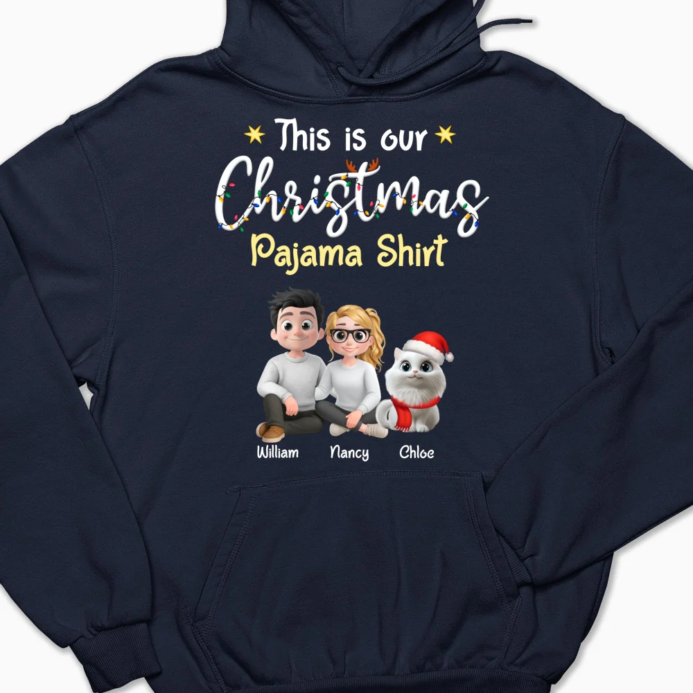 Pawjama Shirt Cat Christmas Ver Couple - Personalized Custom Hoodie - Image 7