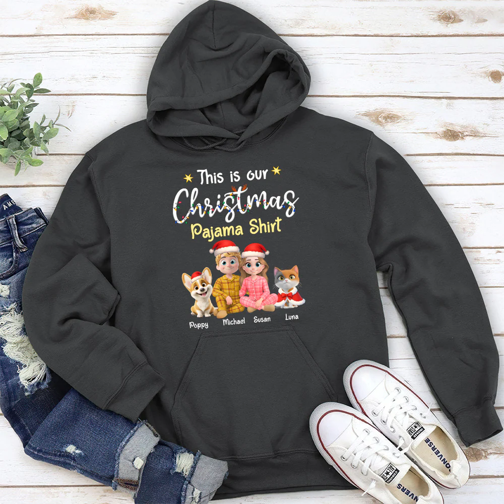 Pawjama Shirt Pet Christmas Ver Couple - Personalized Custom Hoodie - Image 3