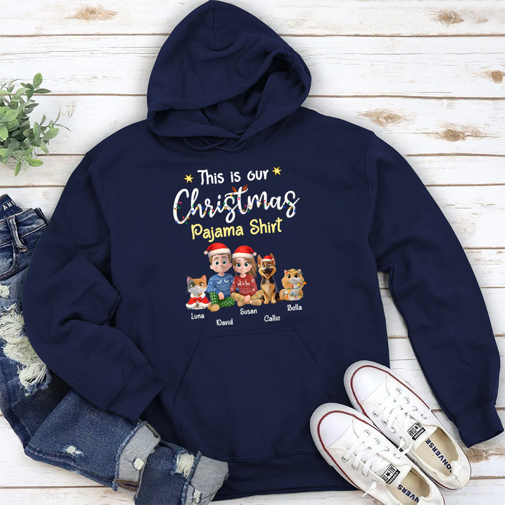 Pawjama Shirt Pet Christmas Ver Couple - Personalized Custom Hoodie - Image 5