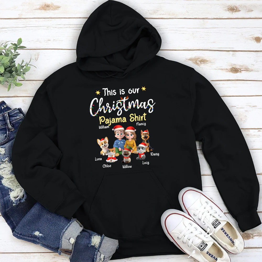 Pawjama Shirt Pet Christmas Ver Couple - Personalized Custom Hoodie - Image 6