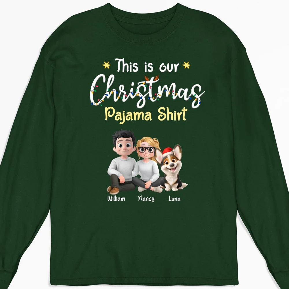 Pawjama Shirt Pet Christmas Ver Couple - Personalized Custom Long Sleeve T-Shirt - Image 9