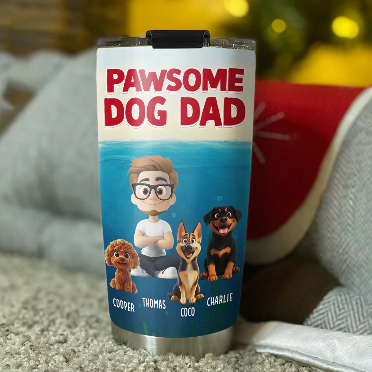 Pawsome Dog Dad - Personalized Custom Tumbler - Image 3