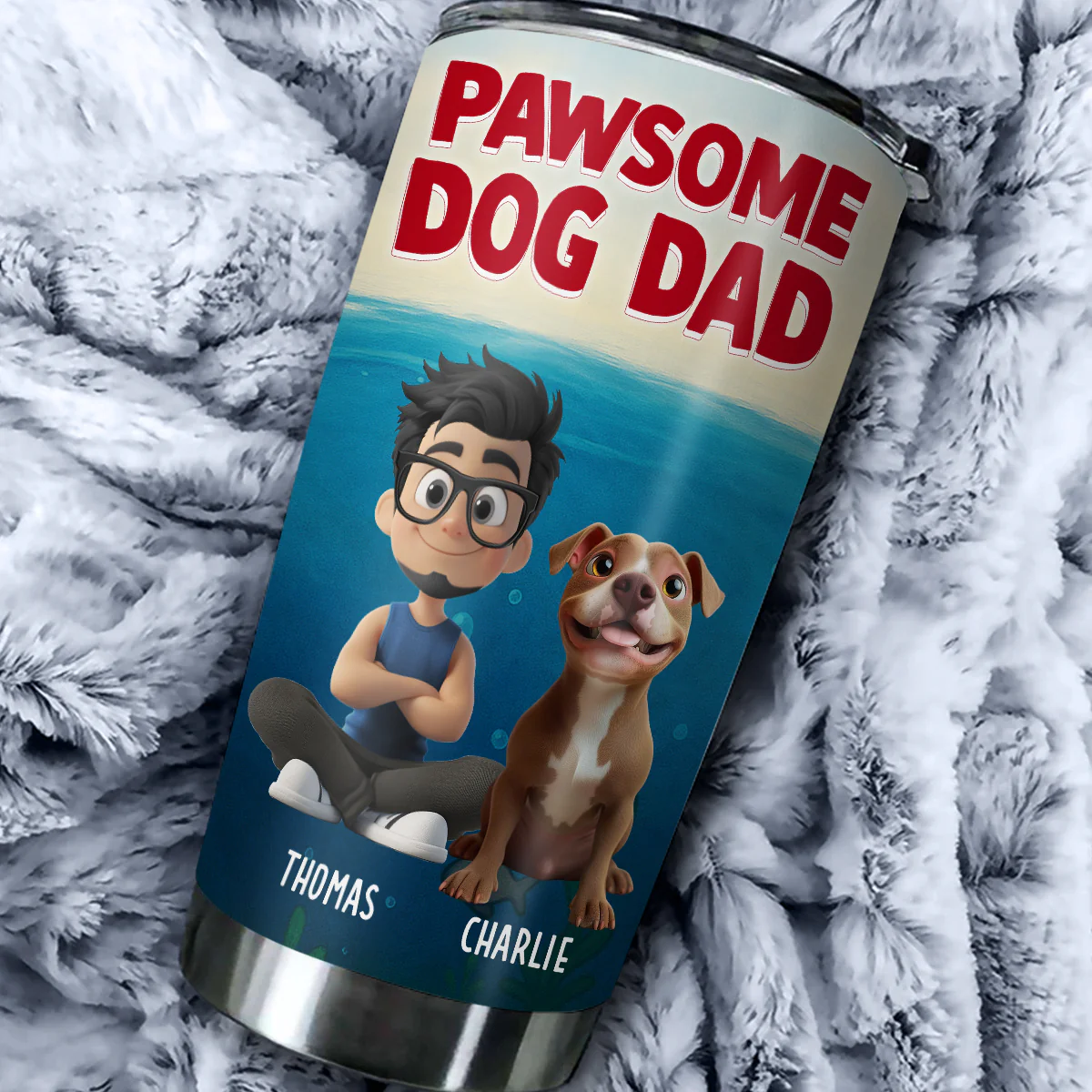 Pawsome Dog Dad - Personalized Custom Tumbler - Image 4