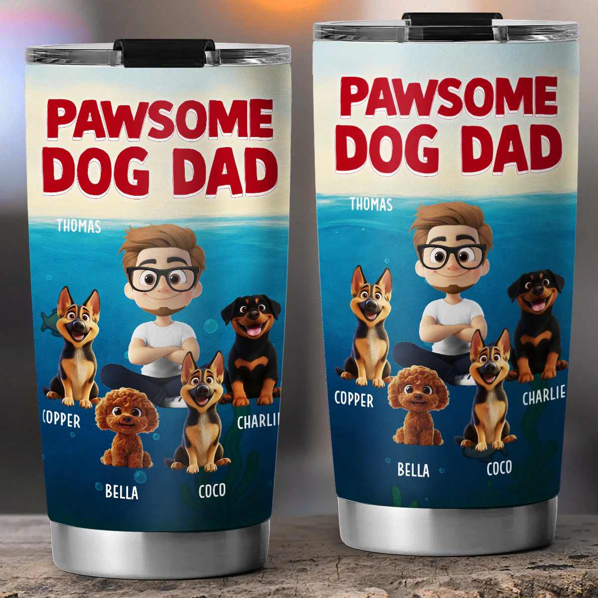 Pawsome Dog Dad - Personalized Custom Tumbler - Image 5