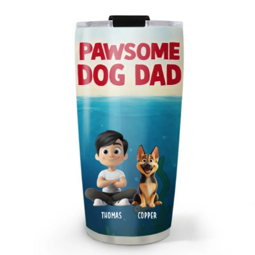 Pawsome Dog Dad - Personalized Custom Tumbler - Image 6