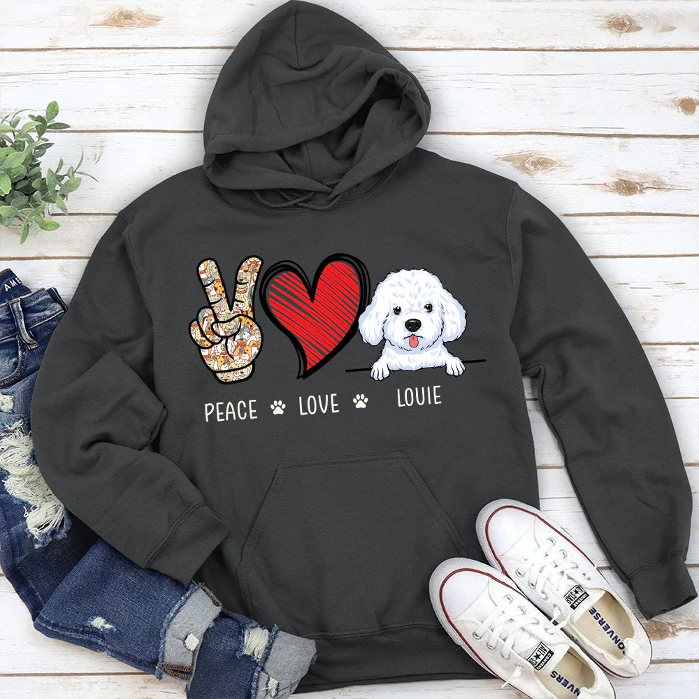 Peace Love Dog - Personalized Custom Hoodie - Image 3