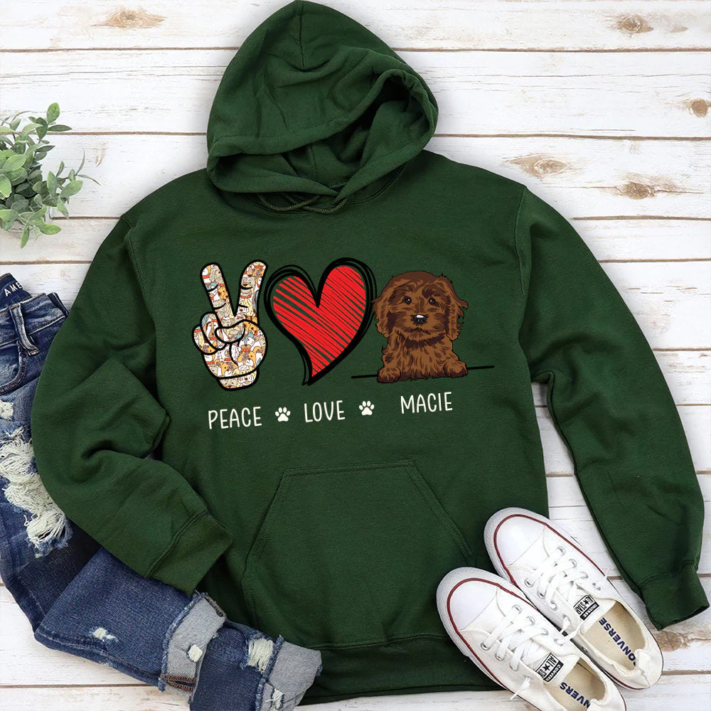 Peace Love Dog - Personalized Custom Hoodie - Image 4