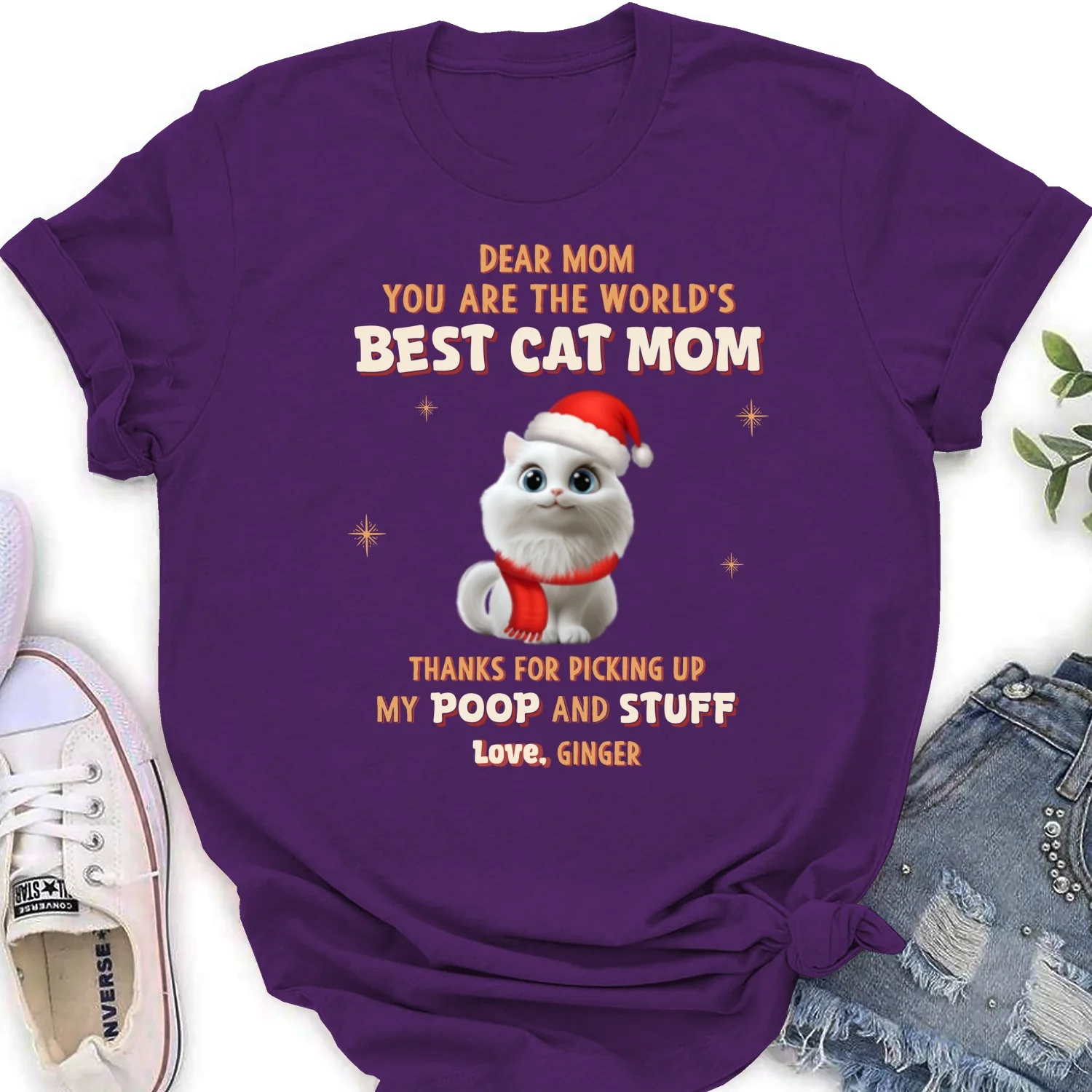 Picking Our Poop Ver Cat - Personalized Custom Women's T-Shirt - Image 4