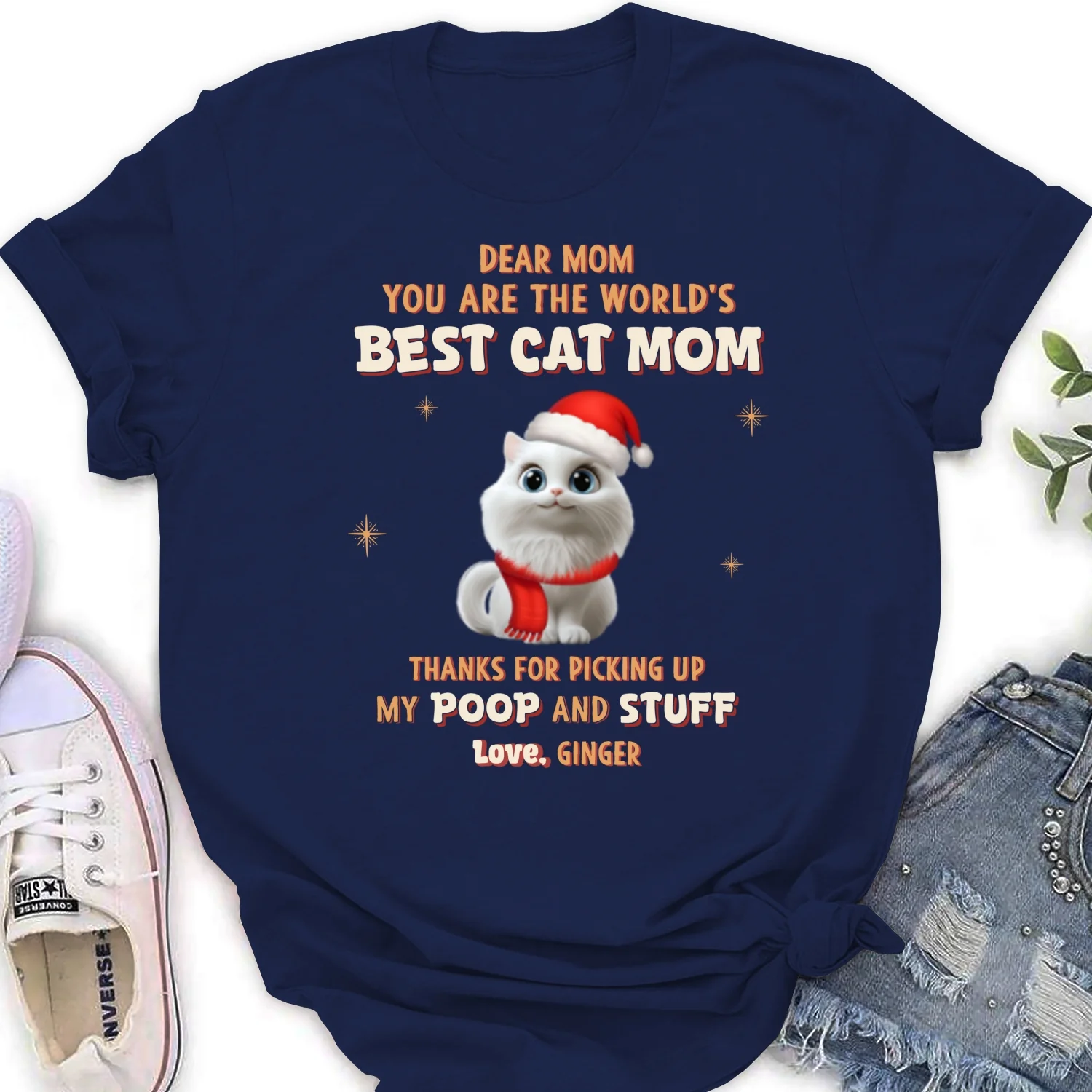 Picking Our Poop Ver Cat - Personalized Custom Women's T-Shirt - Image 6