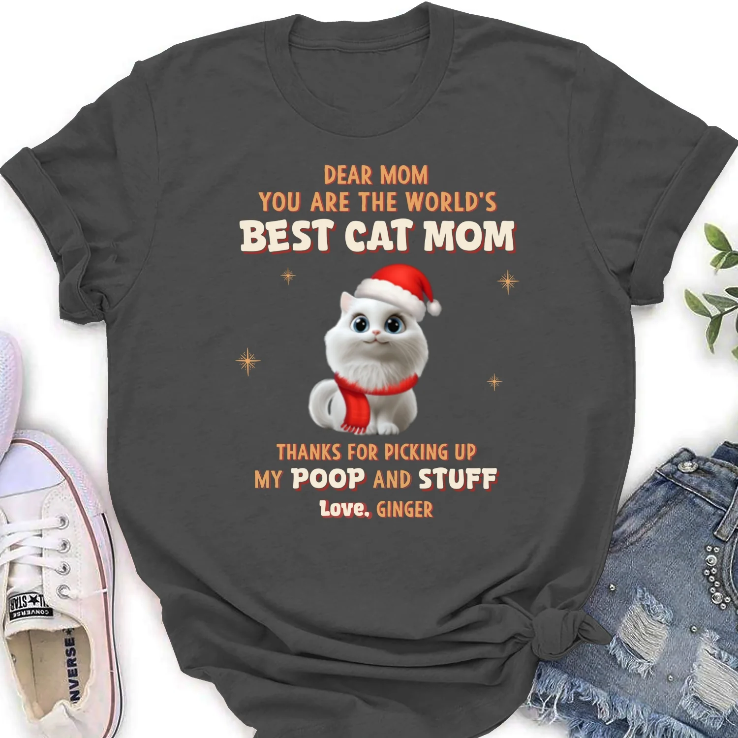 Picking Our Poop Ver Cat - Personalized Custom Women's T-Shirt - Image 8