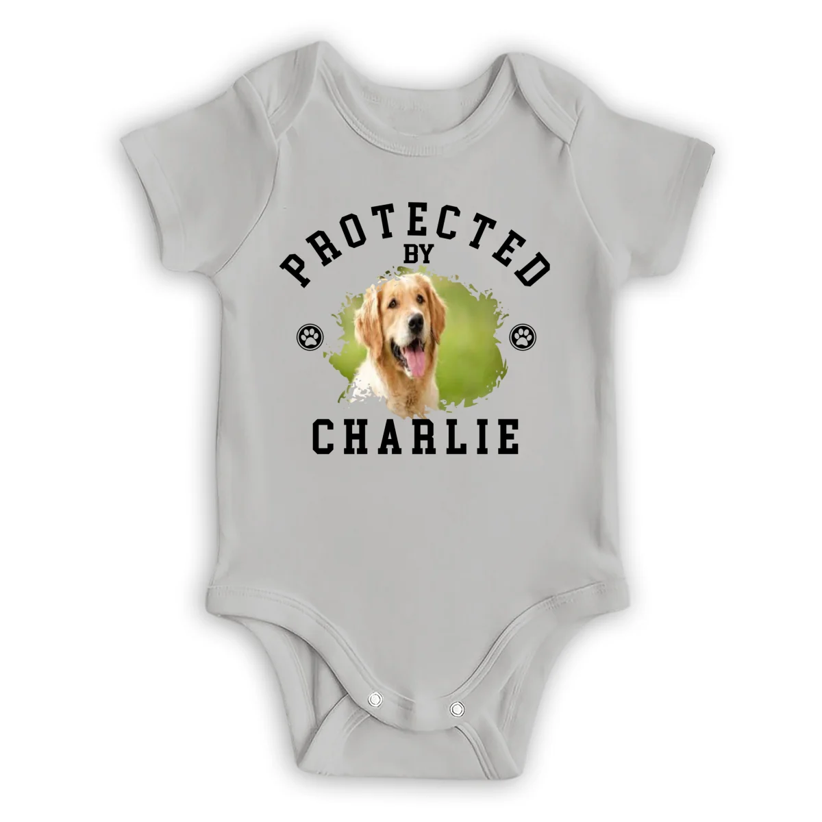 Protected By Dog New Style Photo - Personalized Custom Baby Onesie - Image 7