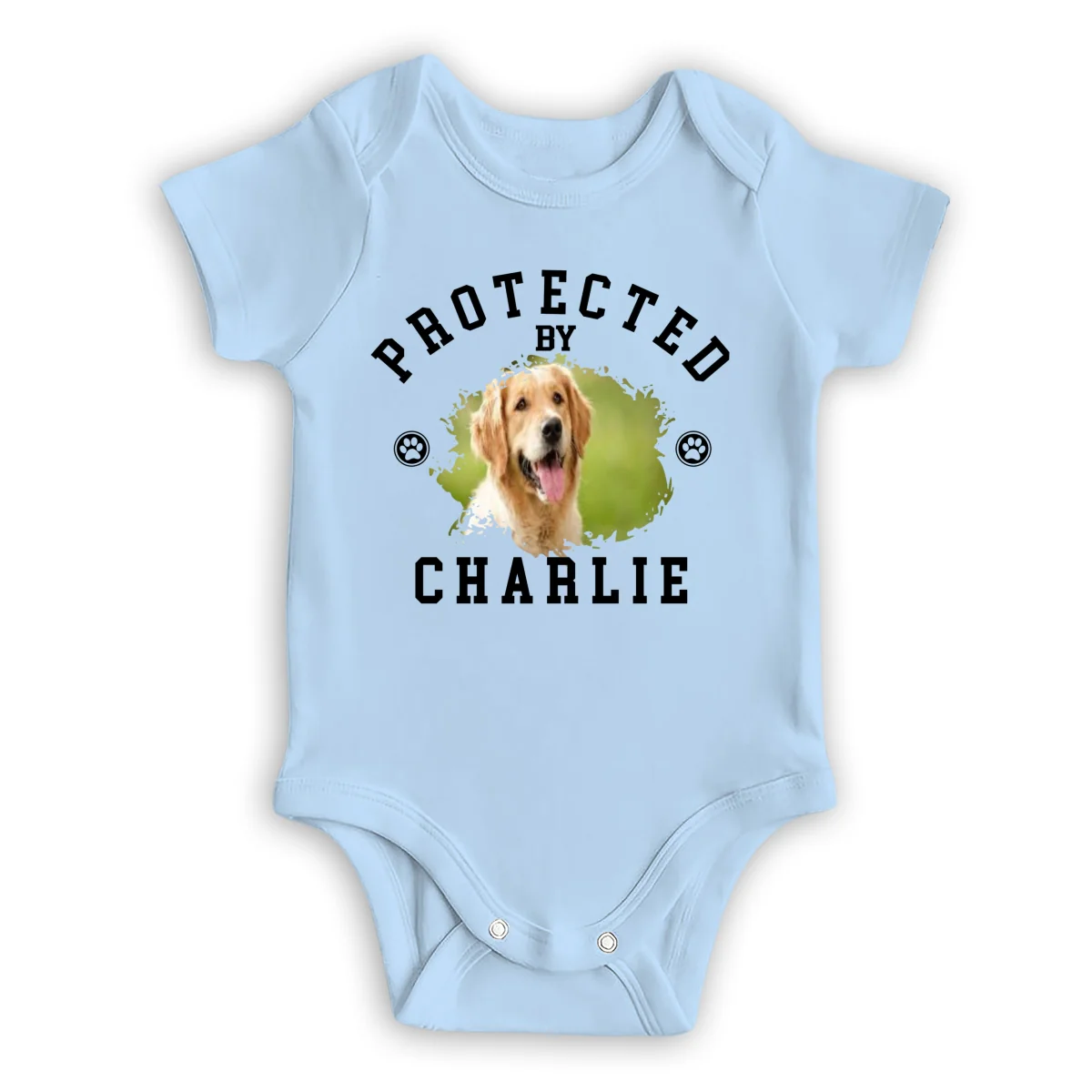 Protected By Dog New Style Photo - Personalized Custom Baby Onesie - Image 8