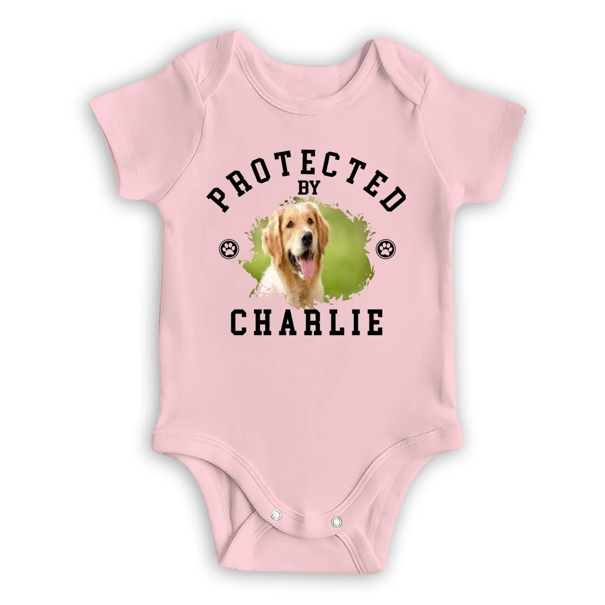 Protected By Dog New Style Photo - Personalized Custom Baby Onesie - Image 9