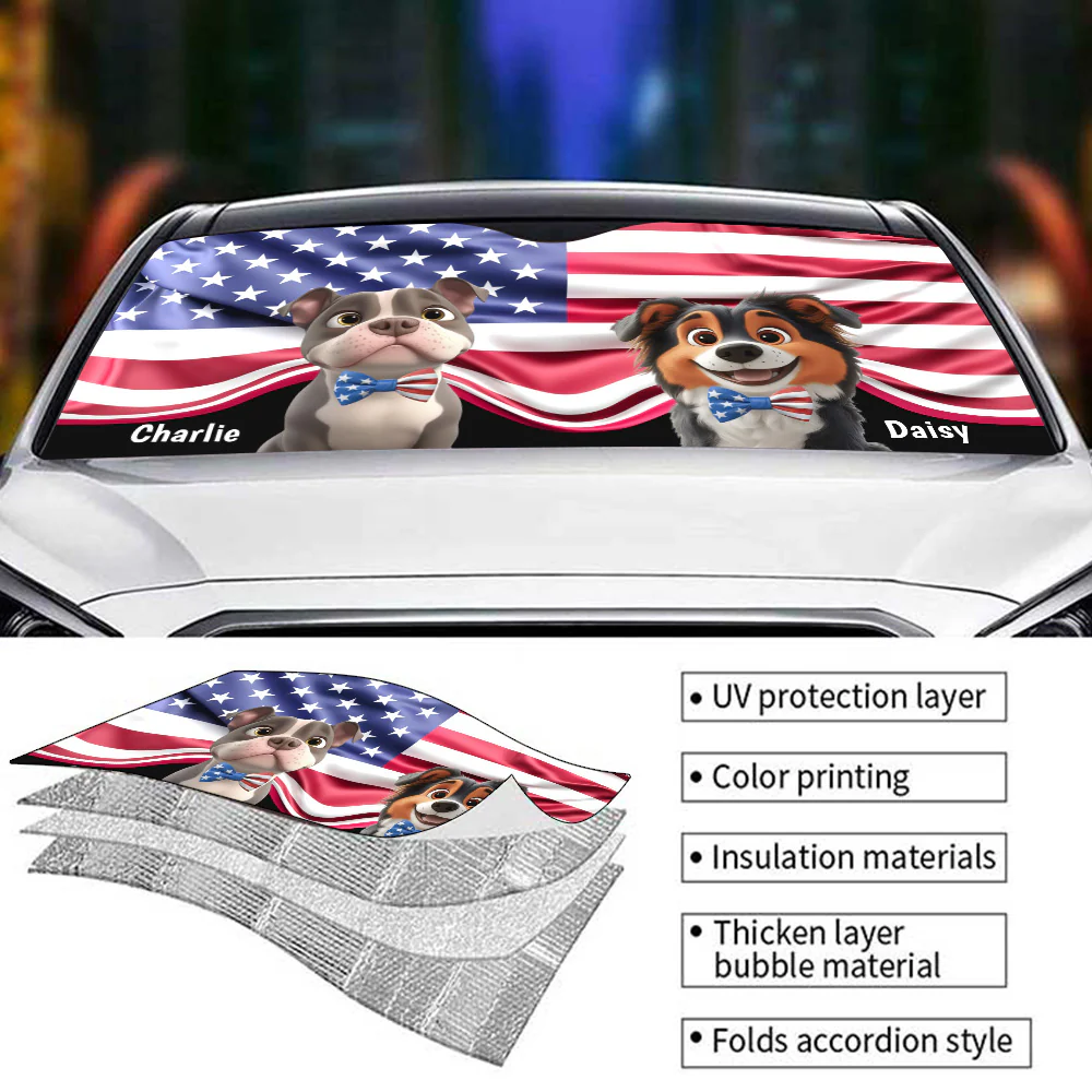 Proud American Dogs - Personalized Car Sunshade - Image 4
