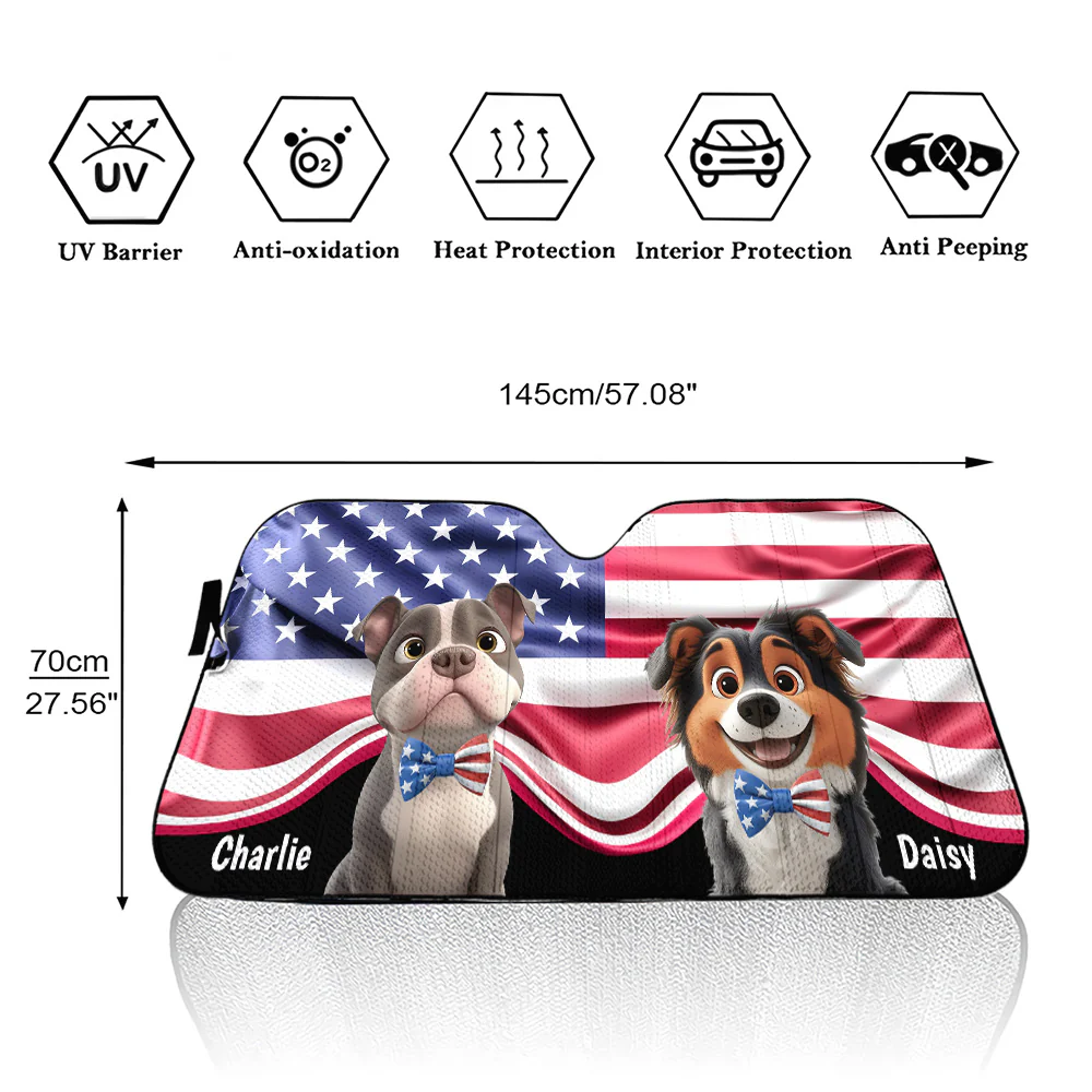 Proud American Dogs - Personalized Car Sunshade - Image 5