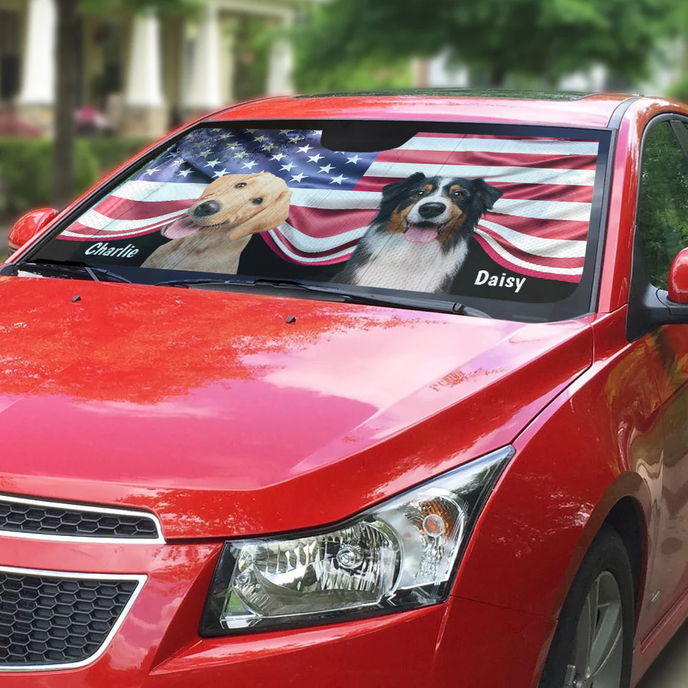 Proud American Dogs Photo - Personalized Car Sunshade - Image 3