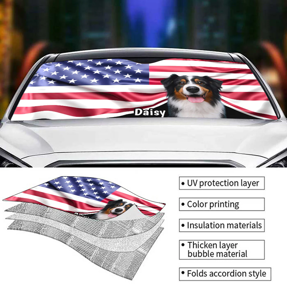 Proud American Dogs Photo - Personalized Car Sunshade - Image 4