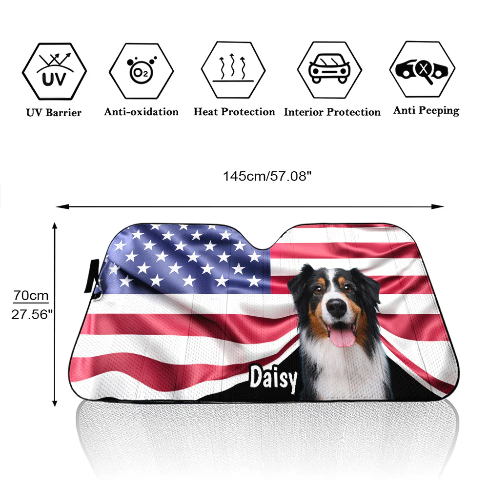 Proud American Dogs Photo - Personalized Car Sunshade - Image 5