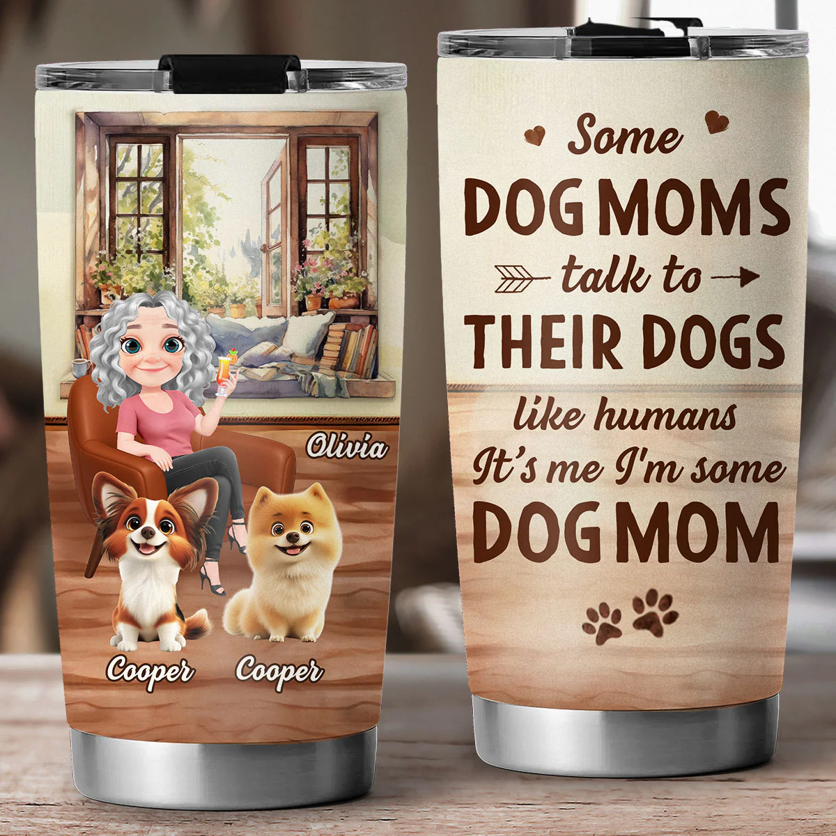 Some Dog Mom - Personalized Custom Tumbler - Image 3