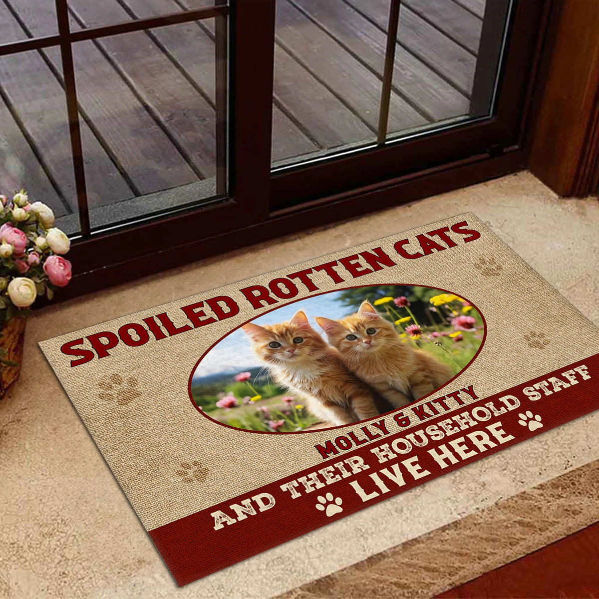 Spoiled Cats Live Here Photo - Personalized Custom Doormat - Image 3