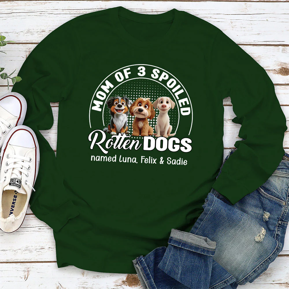 Spoiled Rotten Dog Chibi Cartoon - Personalized Custom Long Sleeve T-Shirt - Image 3
