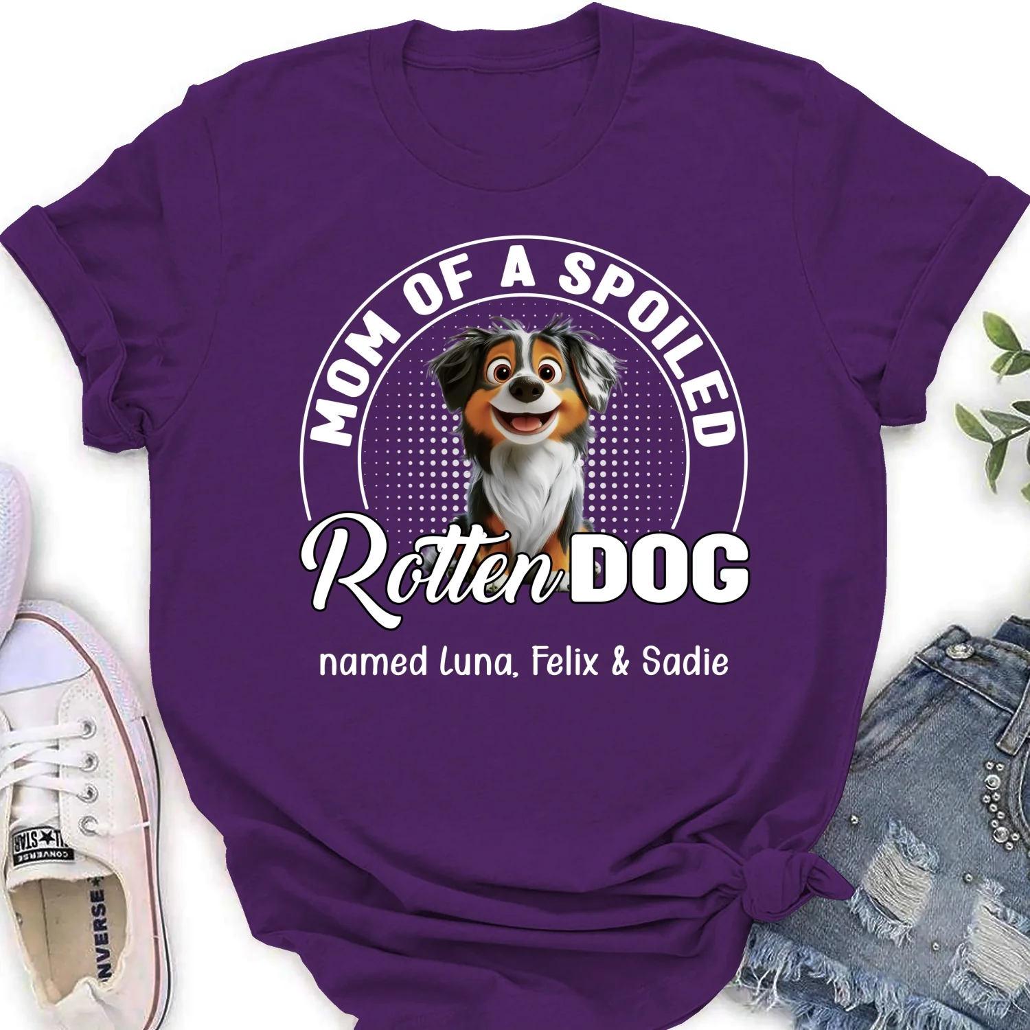 Spoiled Rotten Dog Chibi Cartoon - Personalized Custom Women's T-Shirt - Image 10