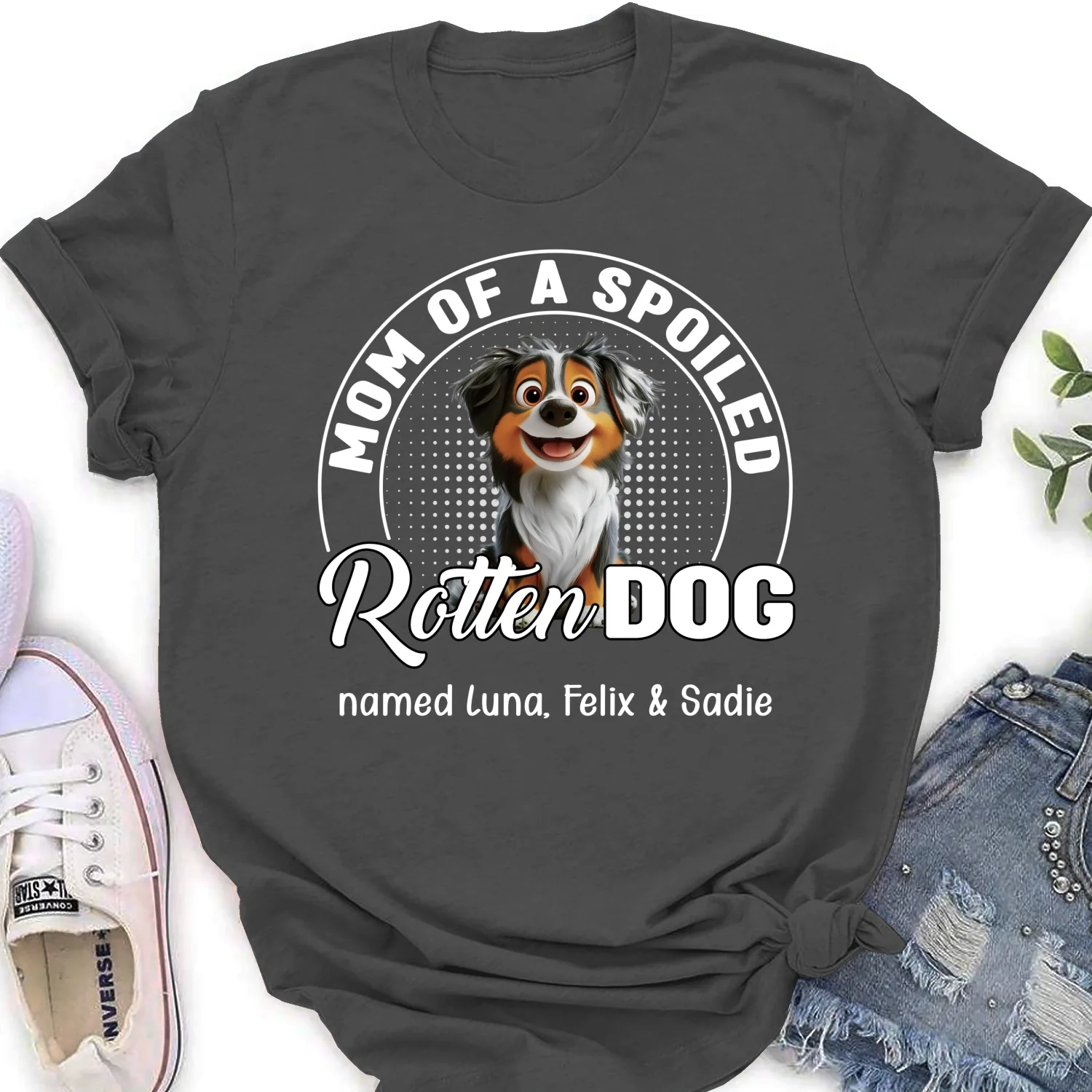 Spoiled Rotten Dog Chibi Cartoon - Personalized Custom Women's T-Shirt - Image 9