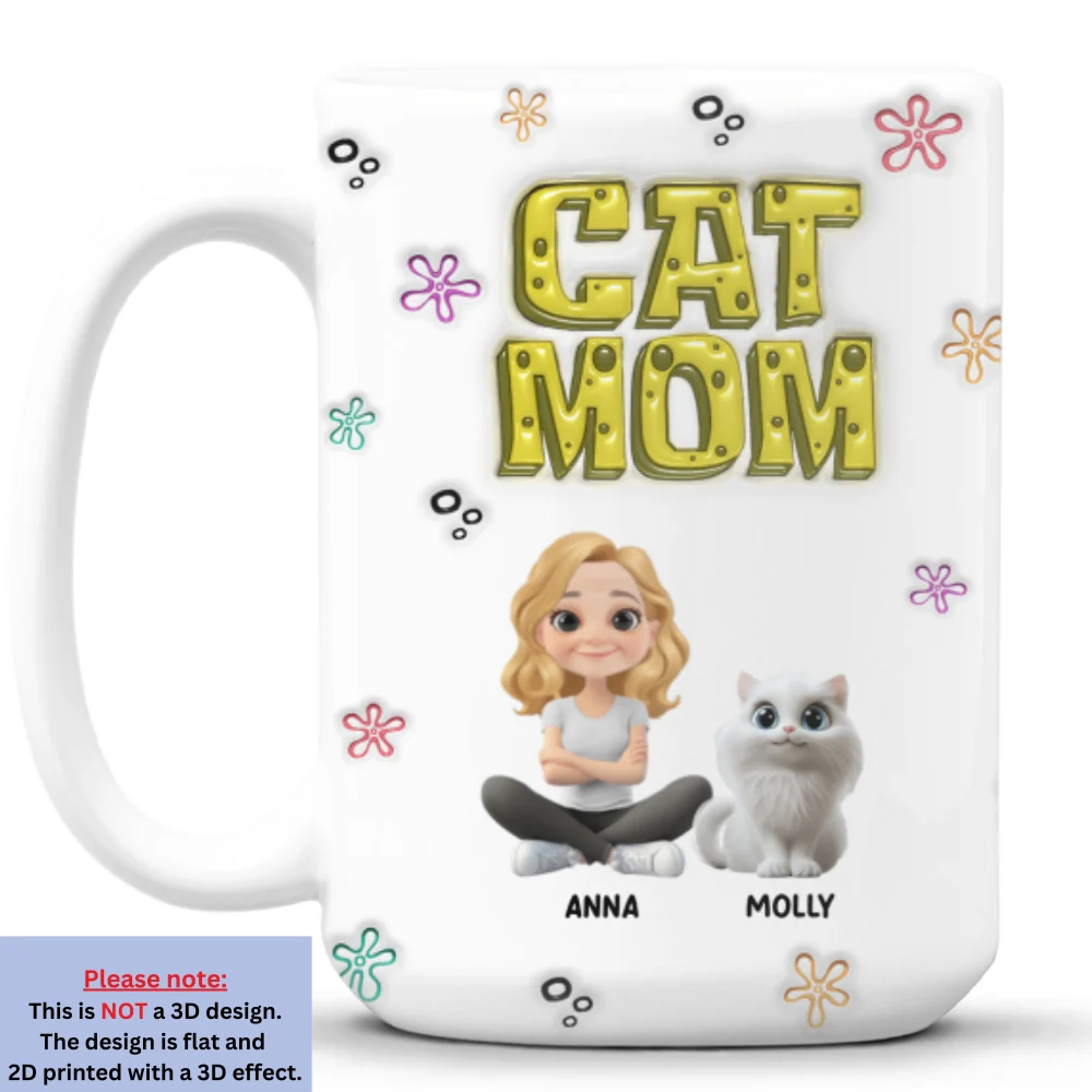 Sponge Cat Mom - Personalized Custom 3D Inflated Effect Mug - Image 11