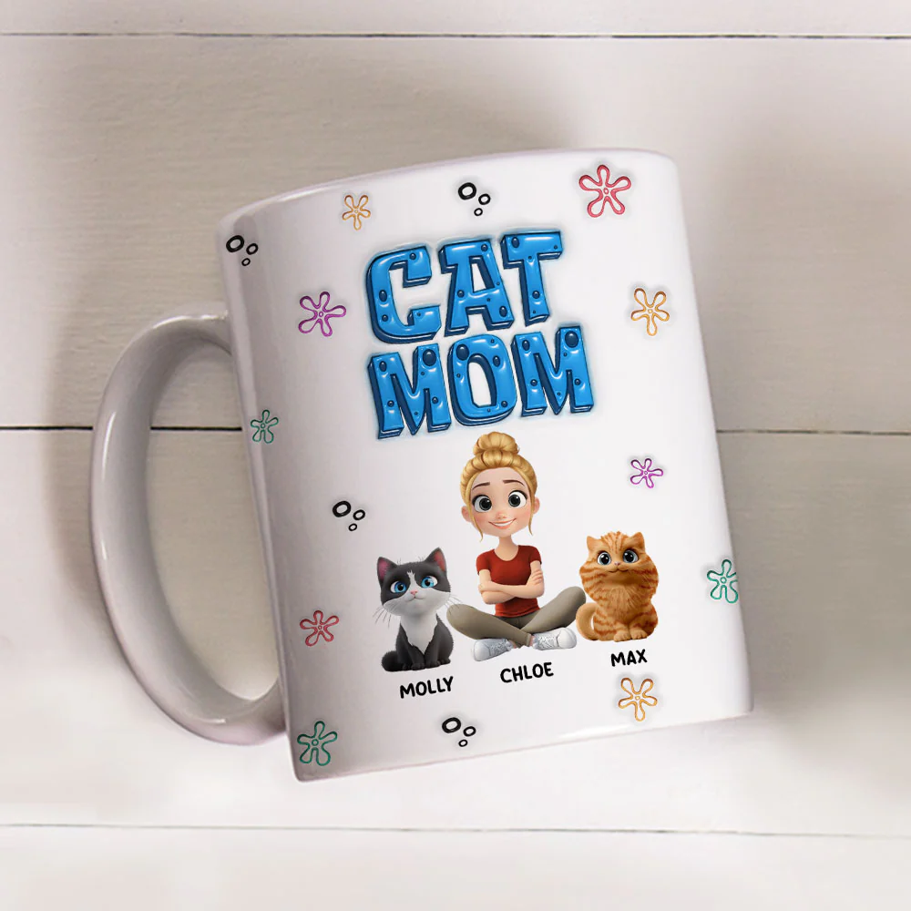 Sponge Cat Mom - Personalized Custom 3D Inflated Effect Mug - Image 3