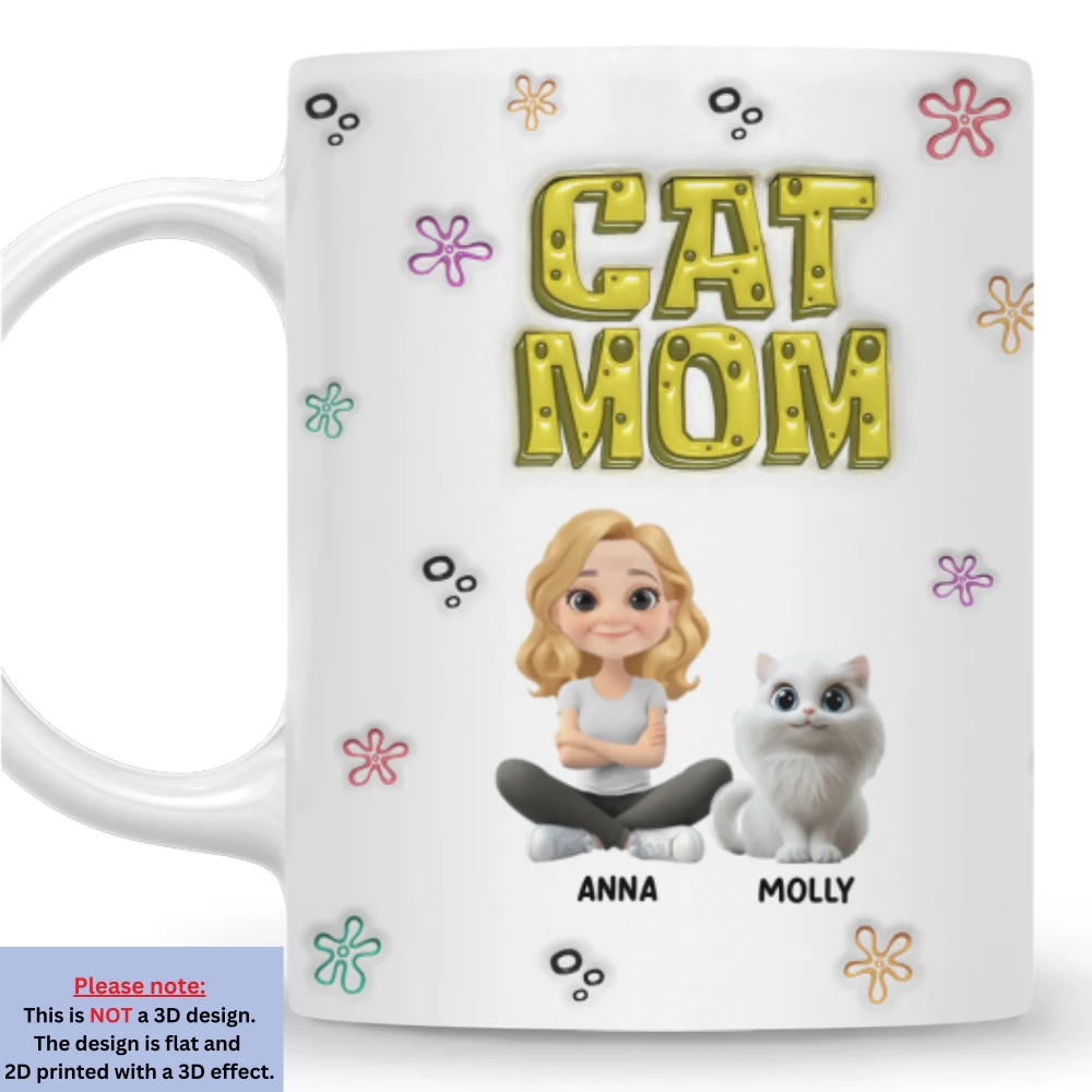 Sponge Cat Mom - Personalized Custom 3D Inflated Effect Mug - Image 5