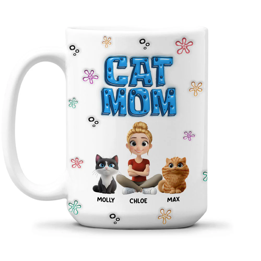 Sponge Cat Mom - Personalized Custom 3D Inflated Effect Mug - Image 6