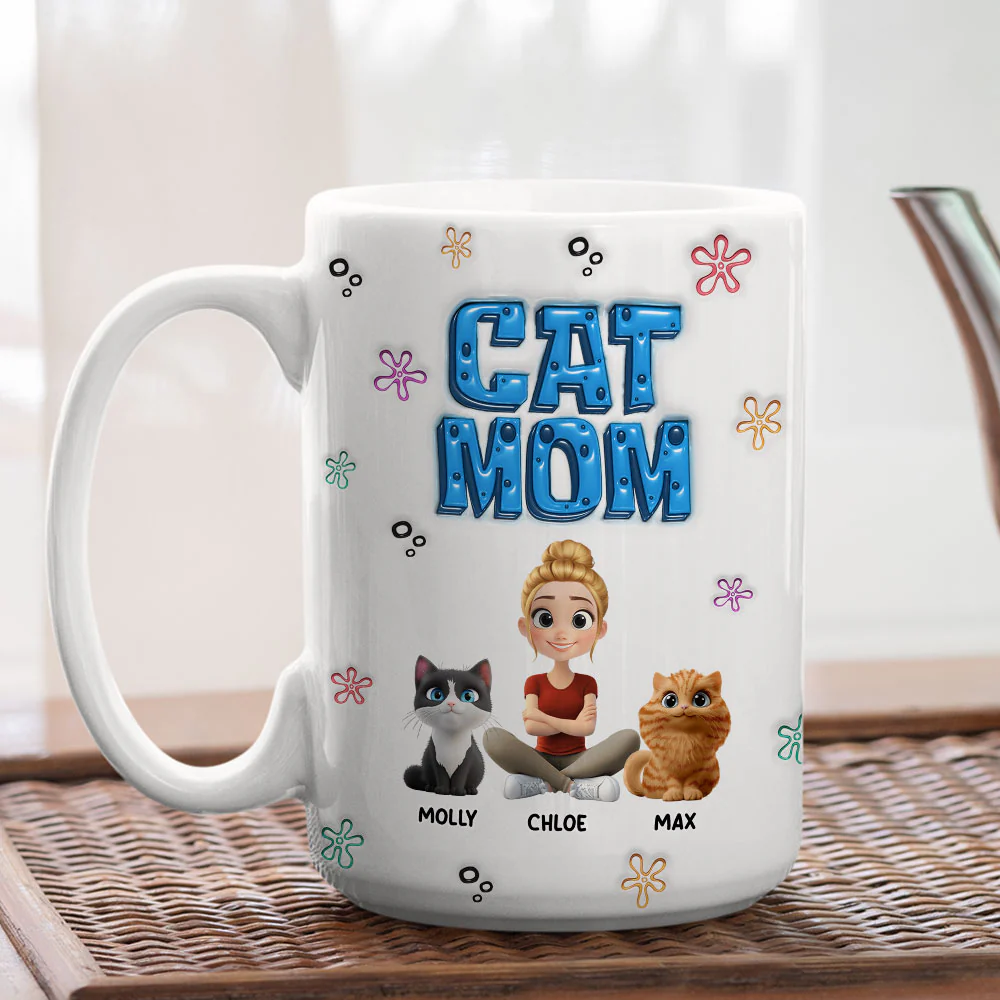 Sponge Cat Mom - Personalized Custom 3D Inflated Effect Mug - Image 7