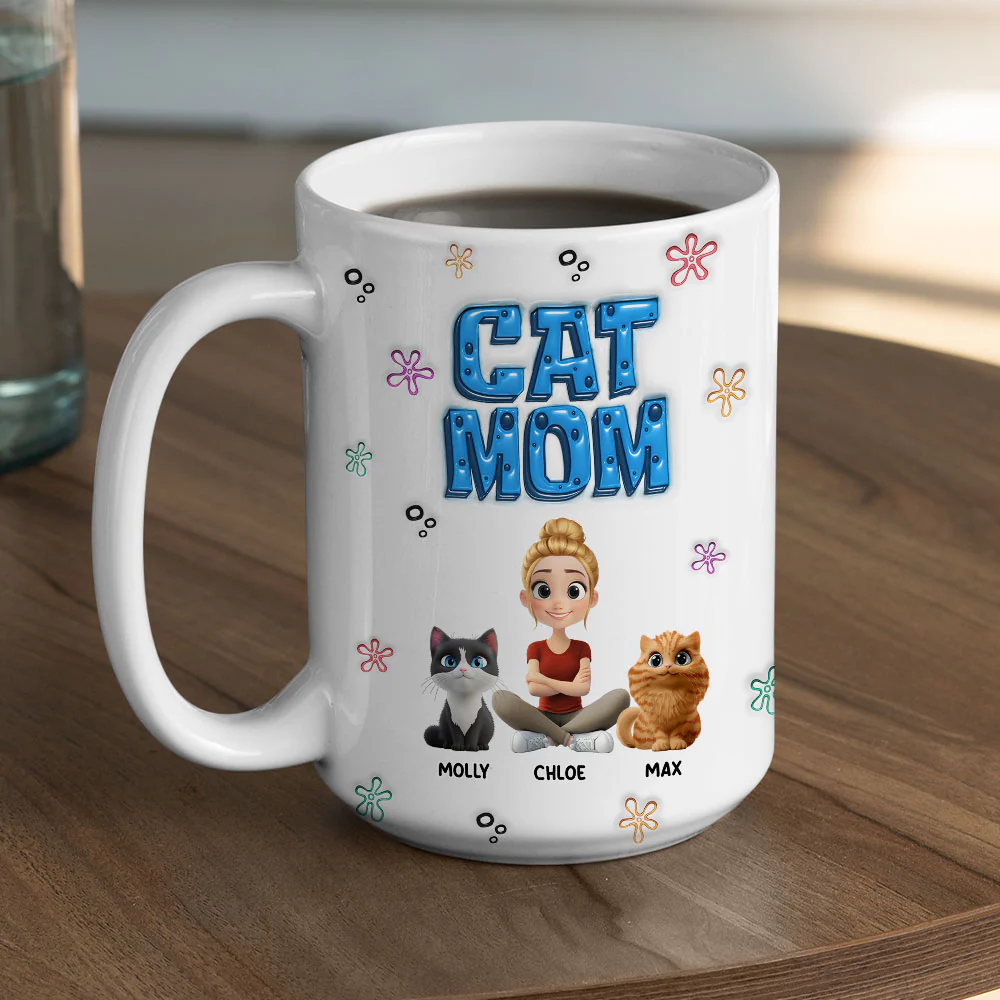 Sponge Cat Mom - Personalized Custom 3D Inflated Effect Mug - Image 8