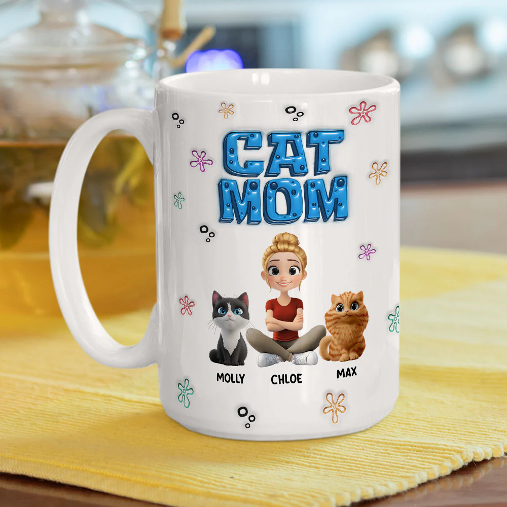 Sponge Cat Mom - Personalized Custom 3D Inflated Effect Mug - Image 9