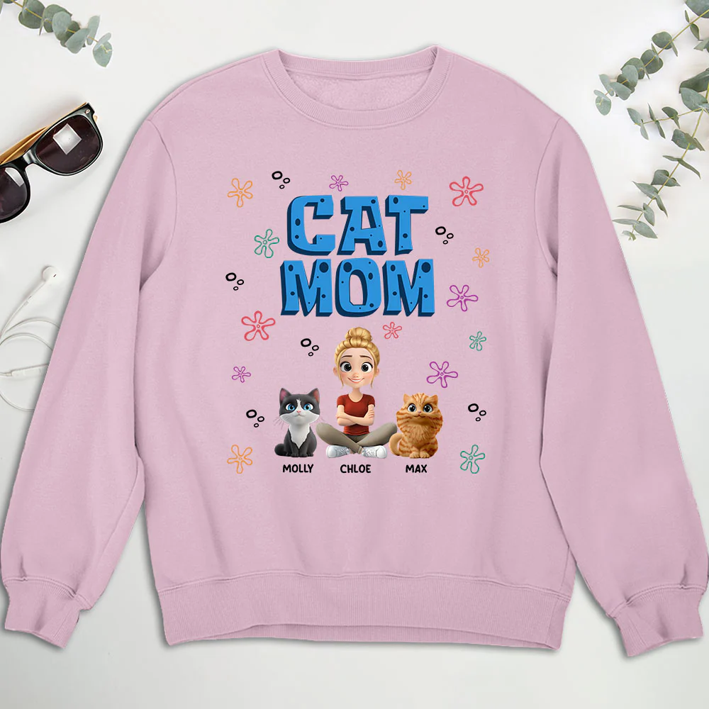 Sponge Cat Mom- Personalized Custom Sweatshirt - Image 3