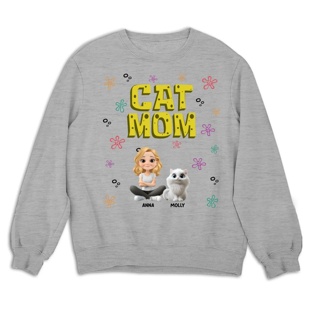 Sponge Cat Mom- Personalized Custom Sweatshirt - Image 4