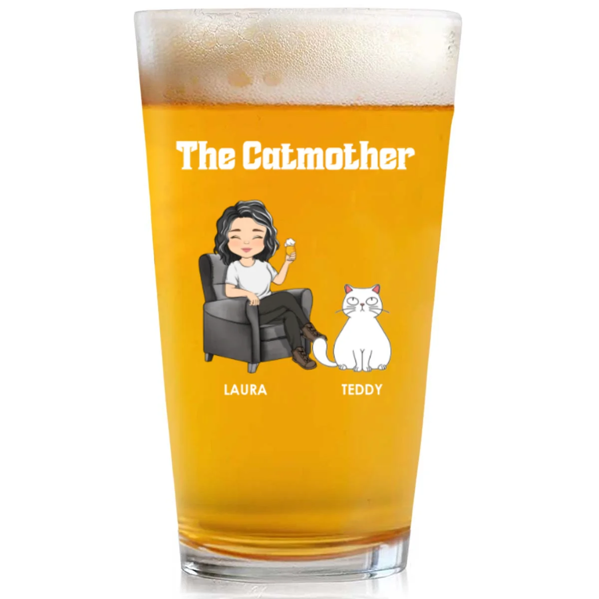 The Catmother - Personalized Custom Beer Glass - Image 5