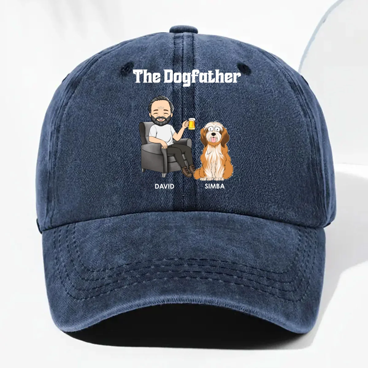The Dog Parents - Personalized Custom Vintage Washed Denim Cap - Image 7