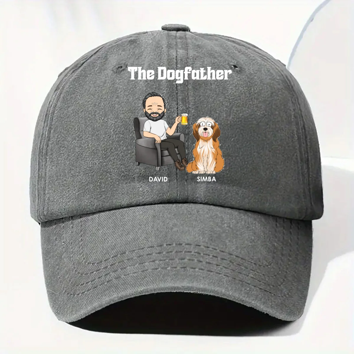 The Dog Parents - Personalized Custom Vintage Washed Denim Cap - Image 9