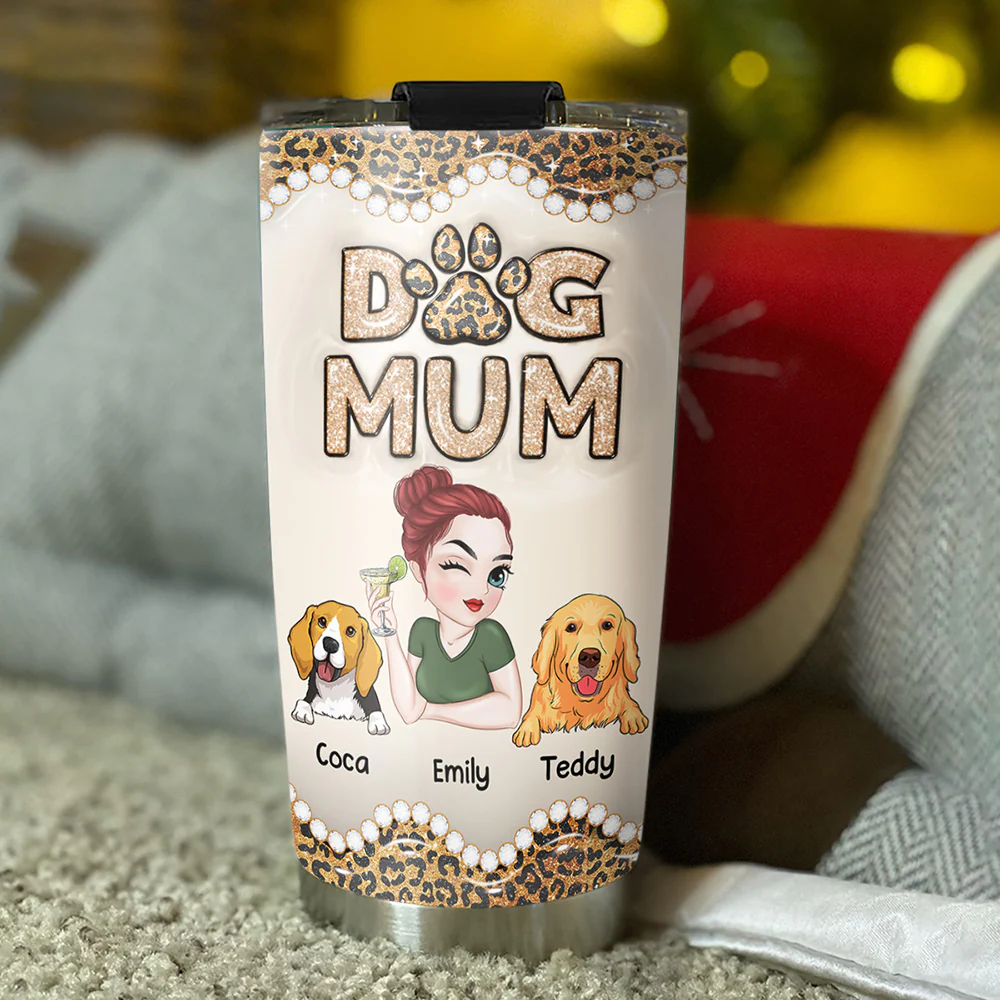 This Is My Dog Mom - Personalized Custom 3D Inflated Effect Tumbler - Image 3