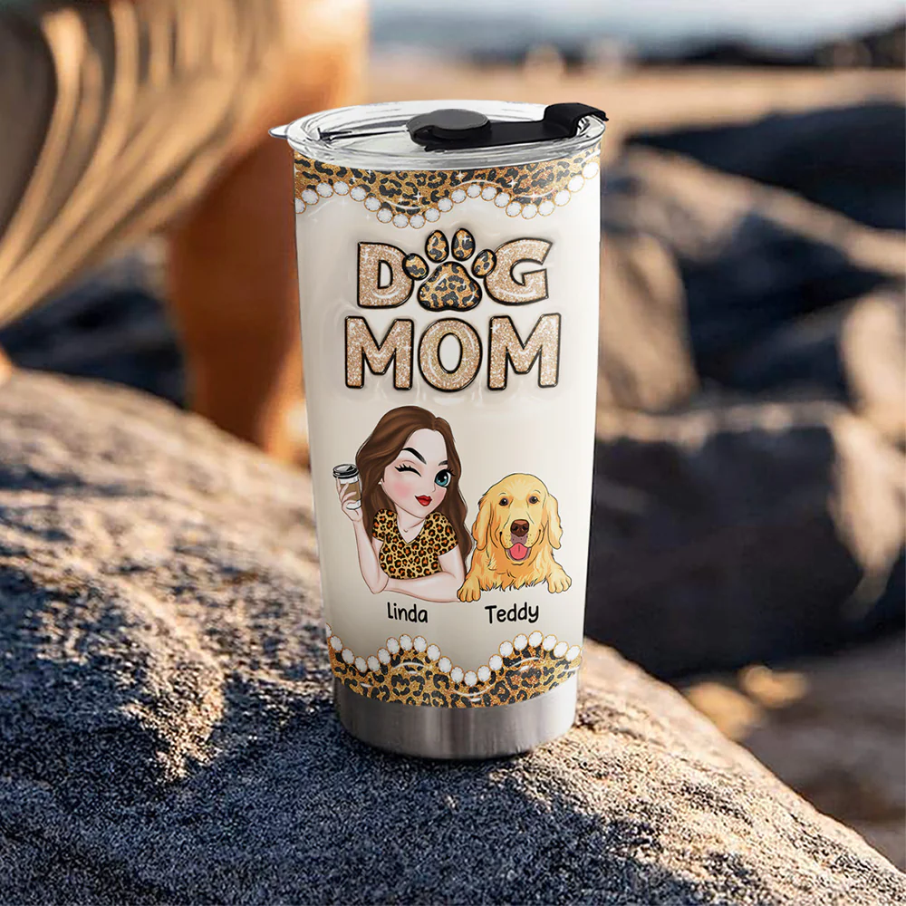This Is My Dog Mom - Personalized Custom 3D Inflated Effect Tumbler - Image 4