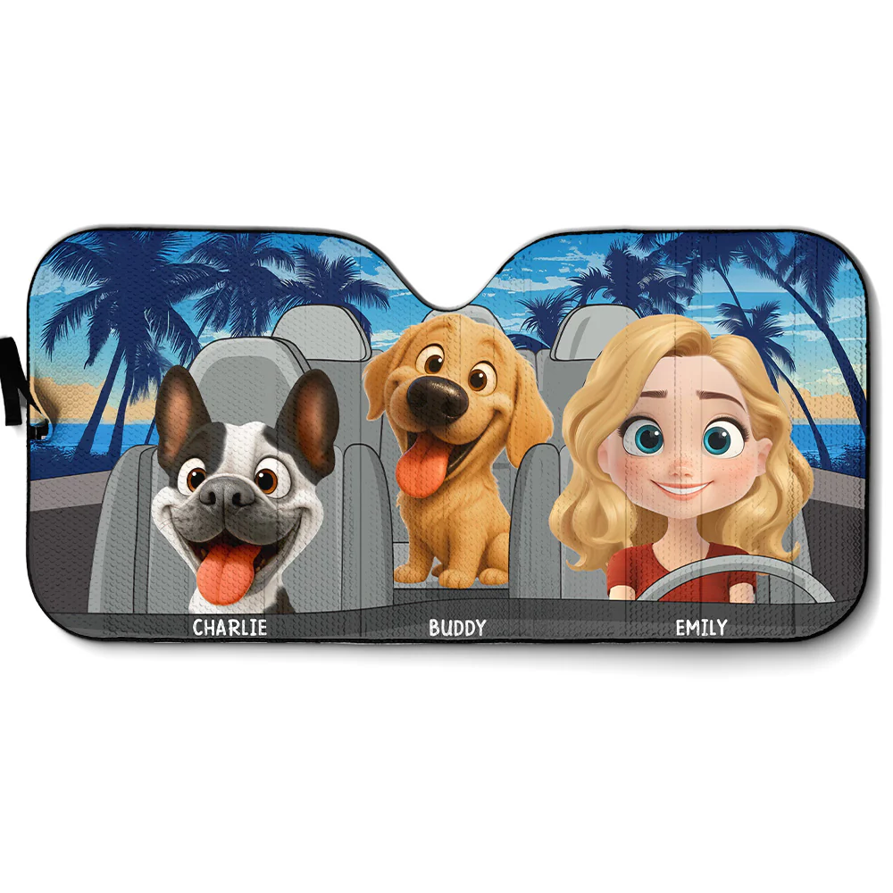 Trip With My Dogs - Personalized Car Sunshade - Image 3