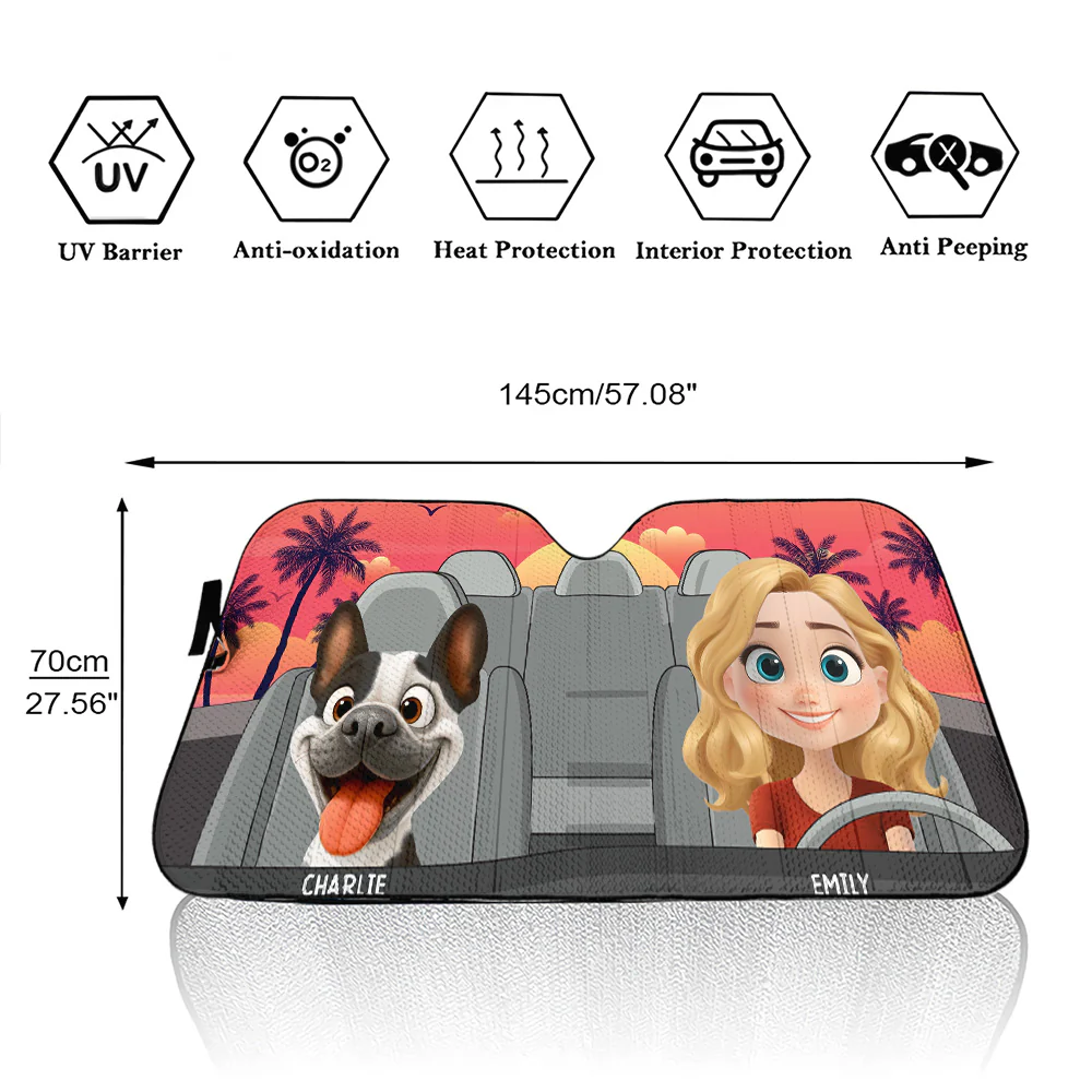 Trip With My Dogs - Personalized Car Sunshade - Image 6