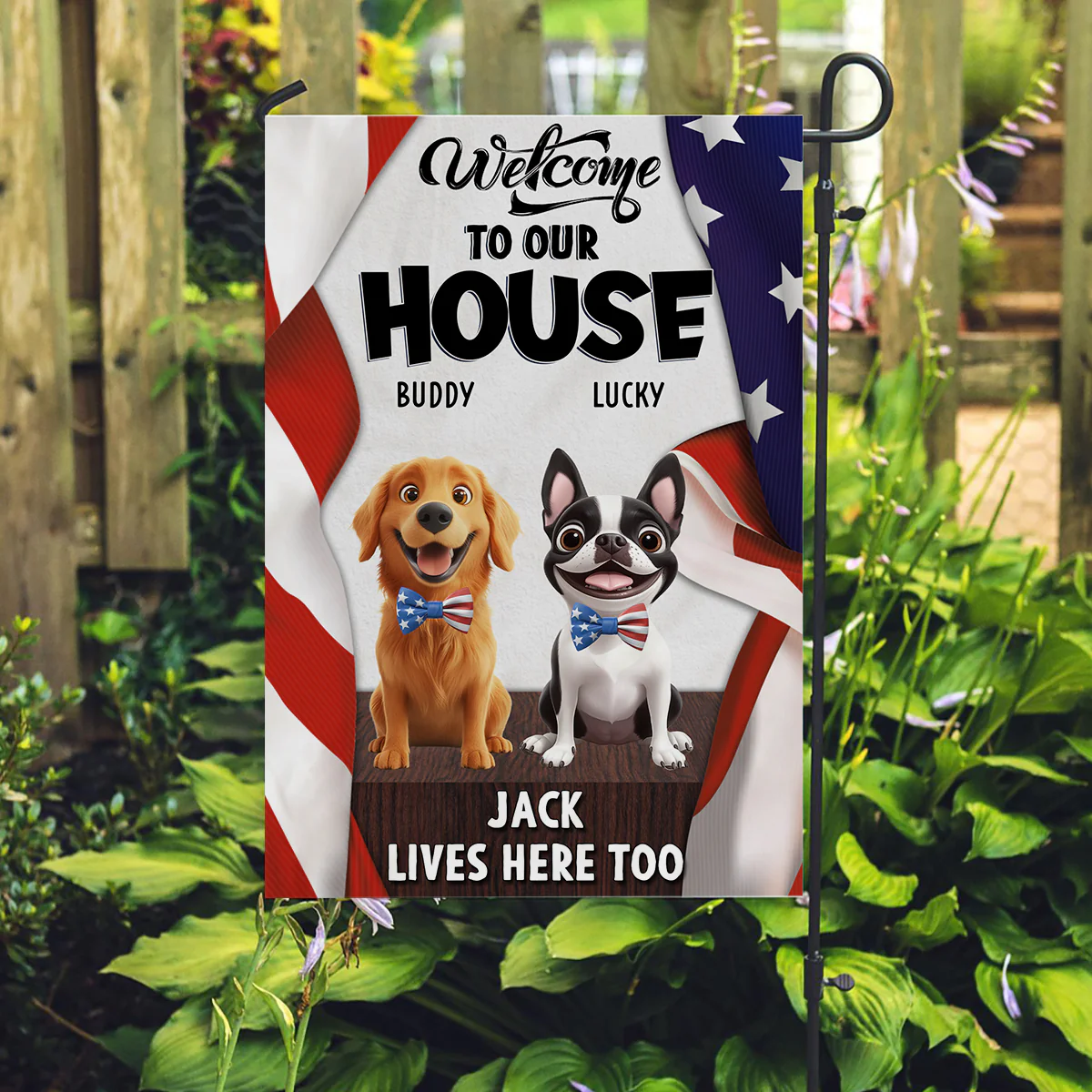 Welcome To American Dog House - Personalized Custom Flag - Image 3