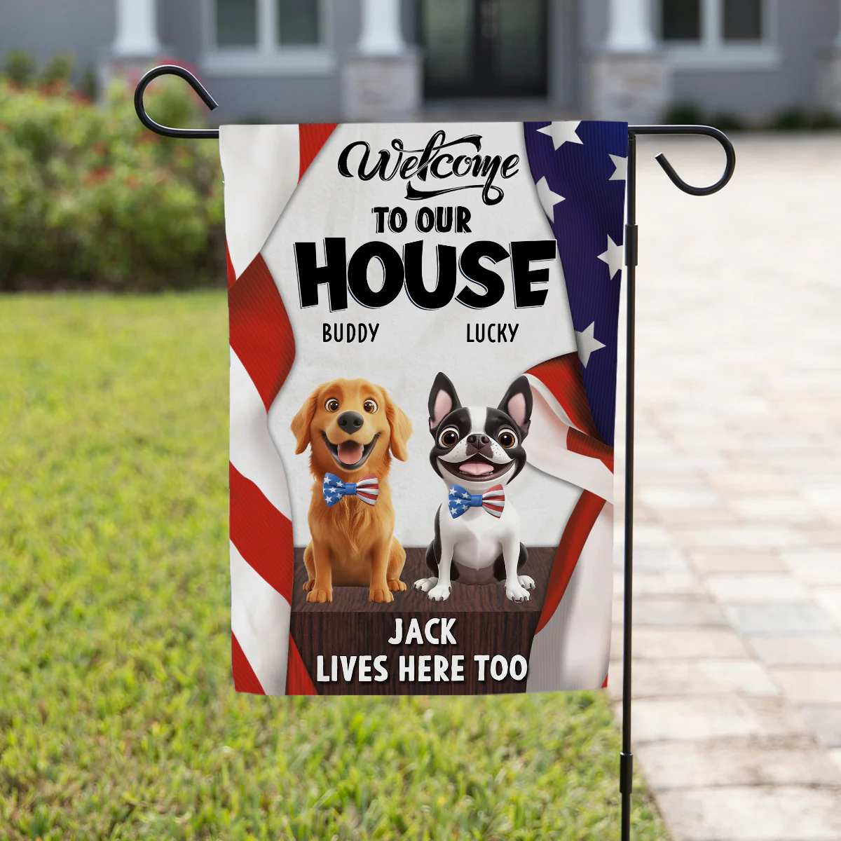 Welcome To American Dog House - Personalized Custom Flag - Image 4